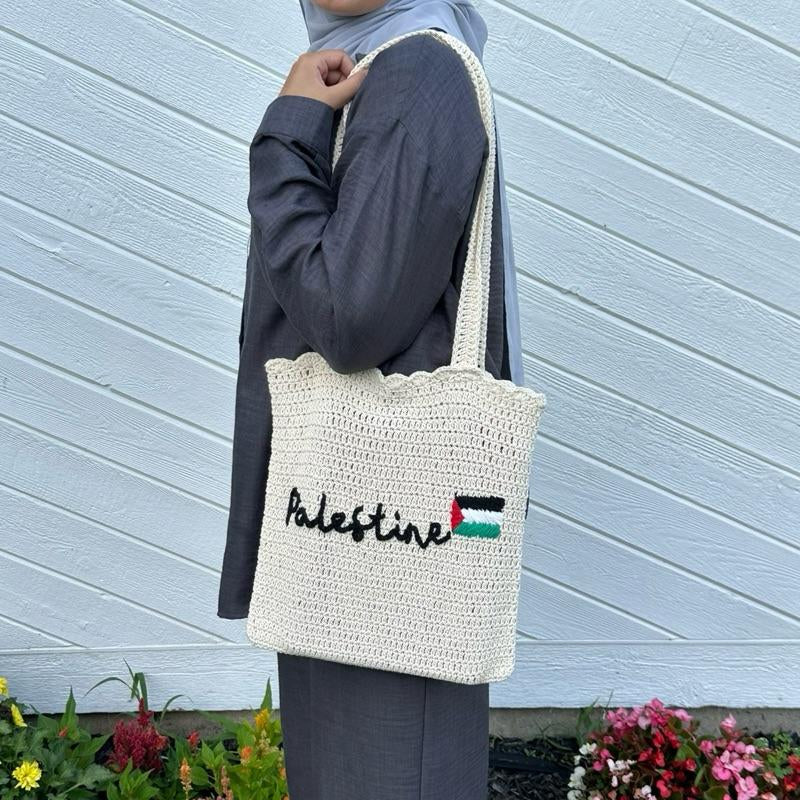 Handmade Crochet Palestine Tote Bag