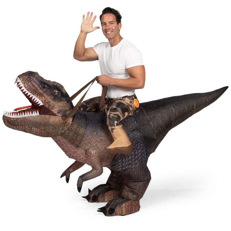 Spooktacular Creations Adult Inflatable Dinosaur Costume Halloween Costume, Riding a Raptor, Printing T-Rex Air Blow-Ups with Light Eyes for Halloween Parties Tiktokshopbacktoschool