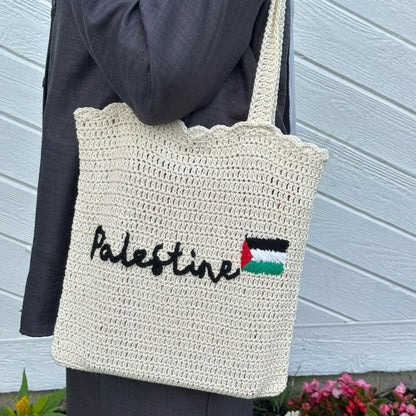Handmade Crochet Palestine Tote Bag