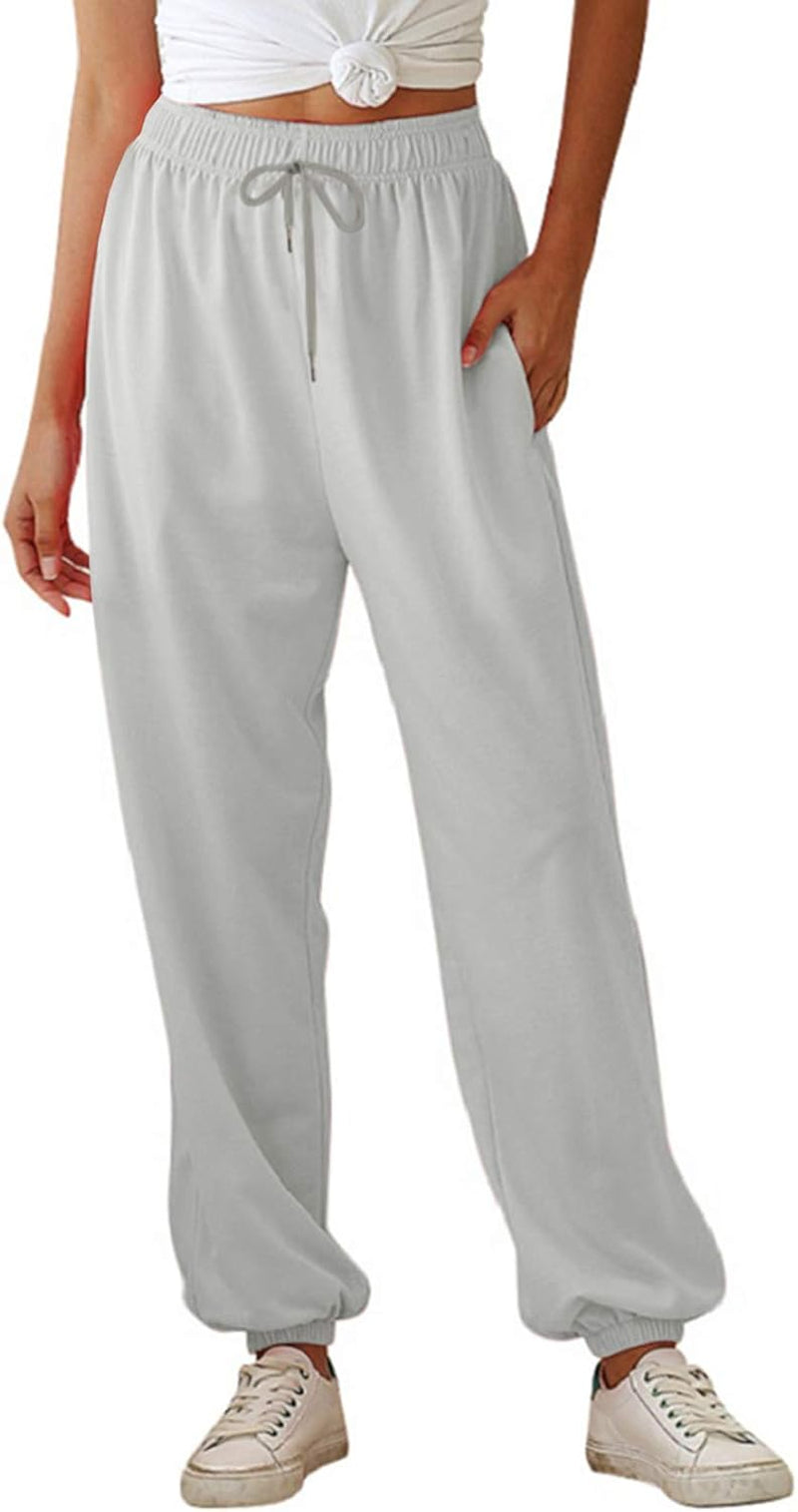 Womens Sweatpants Casual Joggers High Waist Lounge Running Pants with Pockets Grey