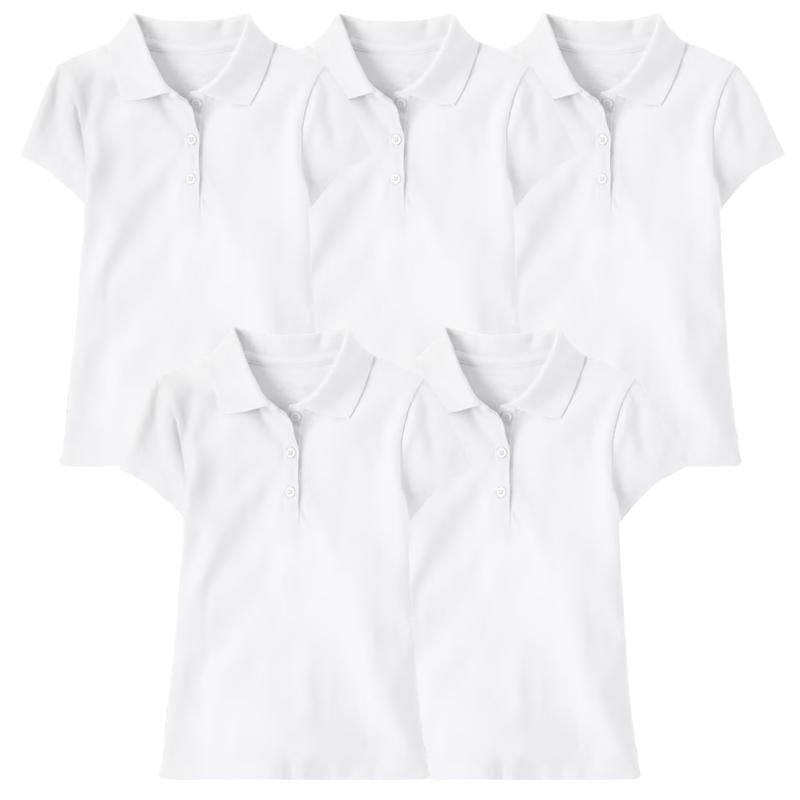 5 Pack Girls Short Sleeve Stretch Pique Polo Shirts School Uniform (4-20)