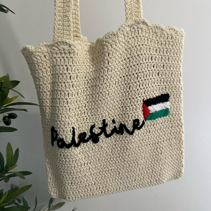 Handmade Crochet Palestine Tote Bag