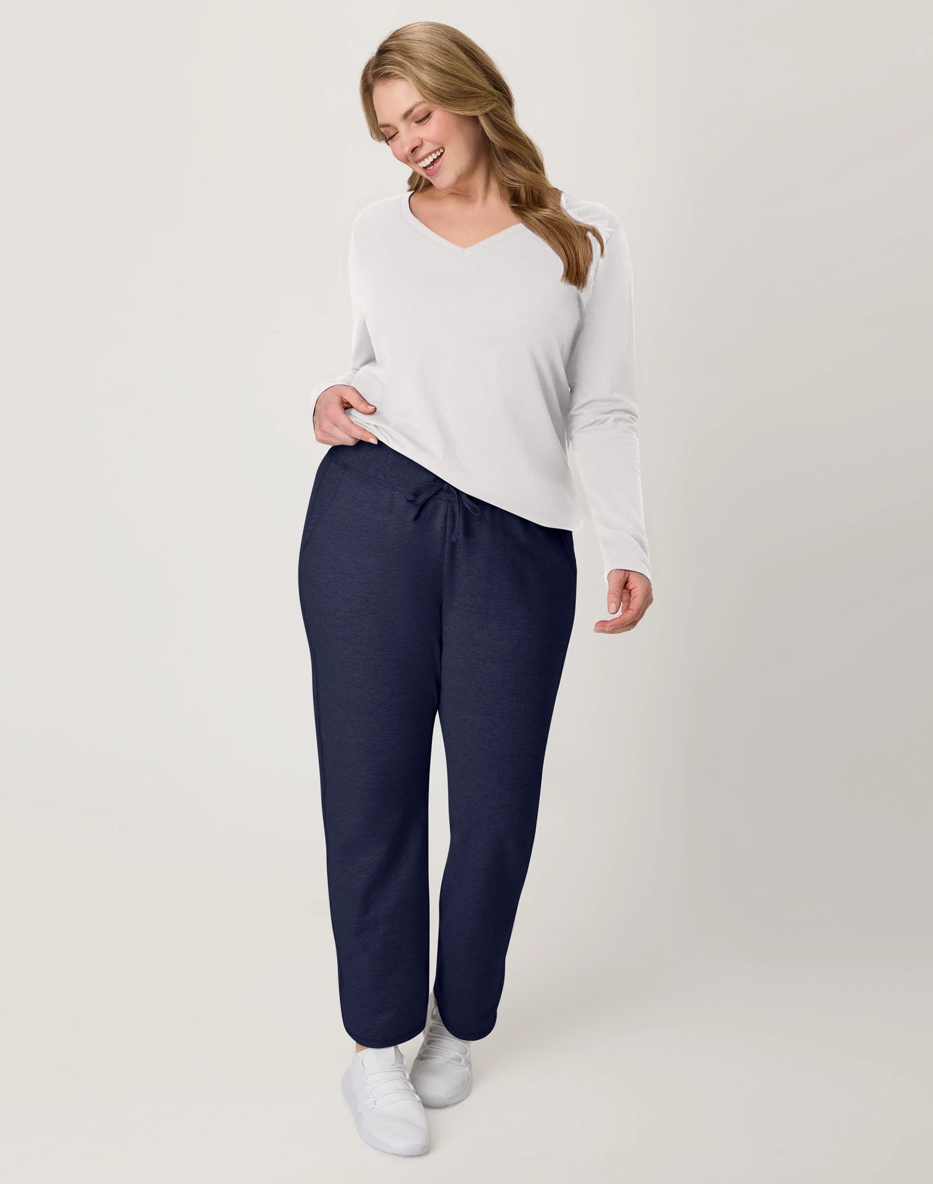 Women'S French Terry Pants with Pockets, 31" Navy L