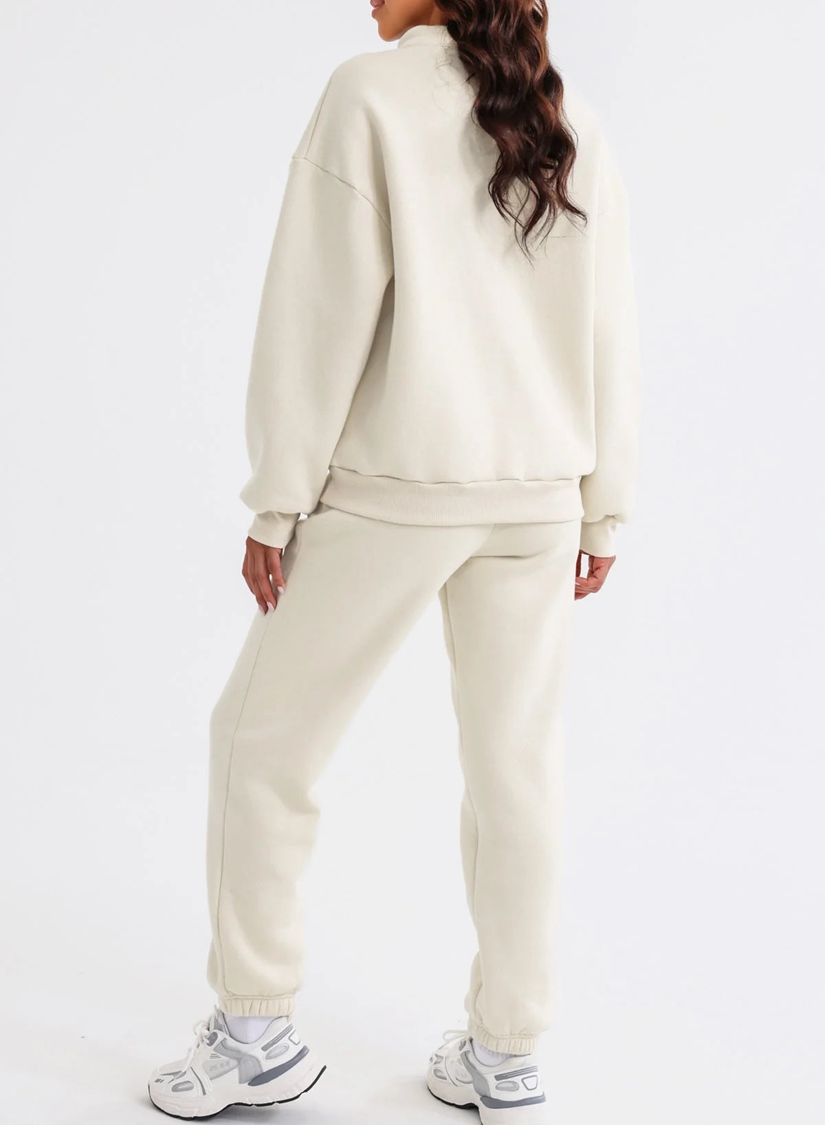 Women'S 2 Piece Athletic Outfits Sets Zip Mock Neck Tracksuit plus Size Pullover Long Sweatpants with Pockets Apricot 2XL