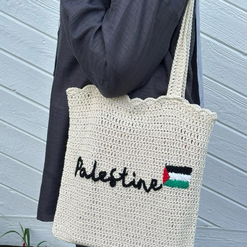 Handmade Crochet Palestine Tote Bag