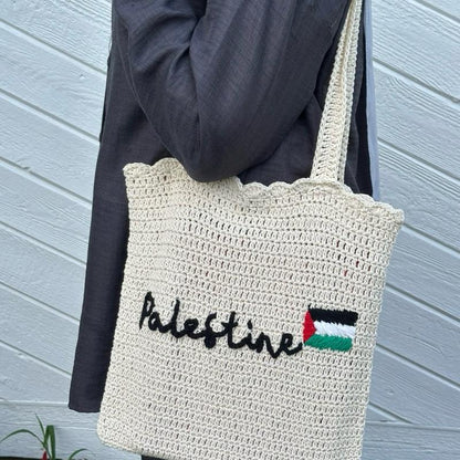 Handmade Crochet Palestine Tote Bag