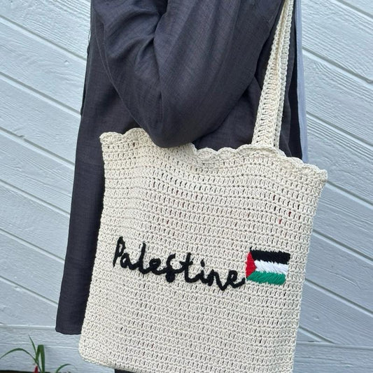 Handmade Crochet Palestine Tote Bag