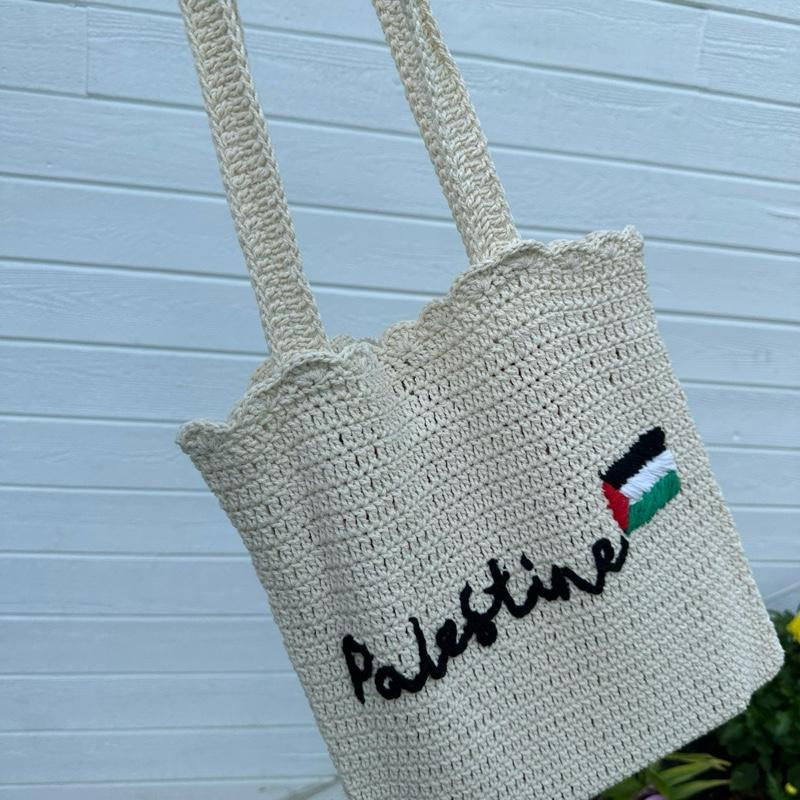 Handmade Crochet Palestine Tote Bag