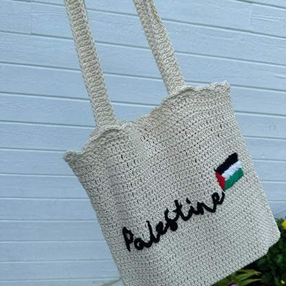 Handmade Crochet Palestine Tote Bag